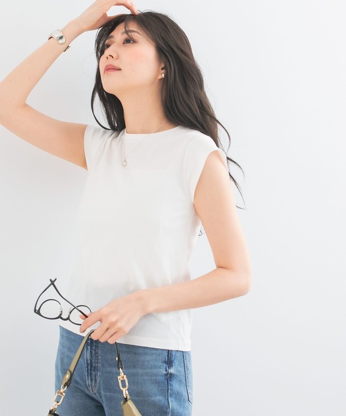 URBAN RESEARCH ROSSO WOMEN（アーバンリサーチ　ロッソ）の「クールタッチスーピマコットンフレンチTシャツ（Tシャツ/カットソー・レディース・ピンク/ブラック/オフホワイト/チャコールグレー/ブルー/パープル系その他・FREE）」の8枚目の写真