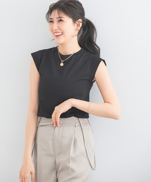 URBAN RESEARCH ROSSO WOMEN（アーバンリサーチ　ロッソ）の「クールタッチスーピマコットンフレンチTシャツ（Tシャツ/カットソー・レディース・ピンク/ブラック/オフホワイト/チャコールグレー/ブルー/パープル系その他・FREE）」の13枚目の写真