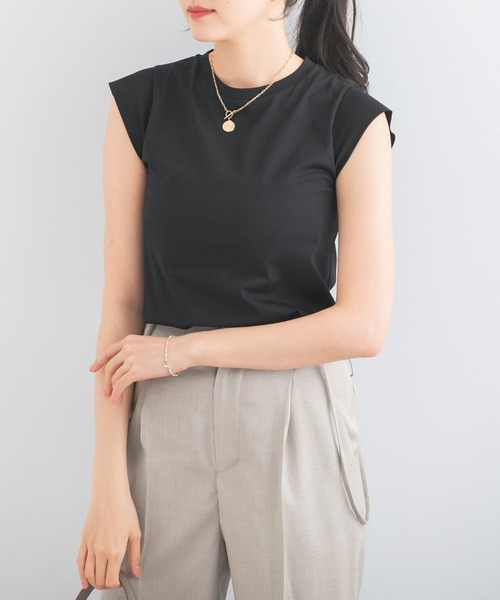 URBAN RESEARCH ROSSO WOMEN（アーバンリサーチ　ロッソ）の「クールタッチスーピマコットンフレンチTシャツ（Tシャツ/カットソー・レディース・ピンク/ブラック/オフホワイト/チャコールグレー/ブルー/パープル系その他・FREE）」の14枚目の写真