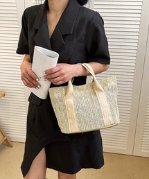 かごバッグ レディース大容量草編みバッグ