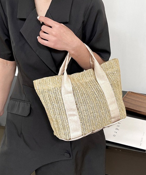 Miniministore（ミニミニストア）の「かごバッグ レディース大容量草編みバッグ（かごバッグ・レディース・ベージュ/ブラック/アイボリー・FREE）」の5枚目の写真