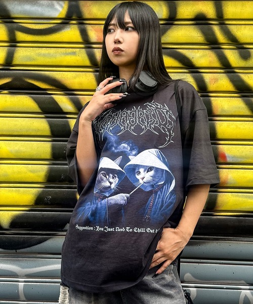 mahagrid/マハグリッド』 SMOKING CAT TEE/スモーキング猫 T