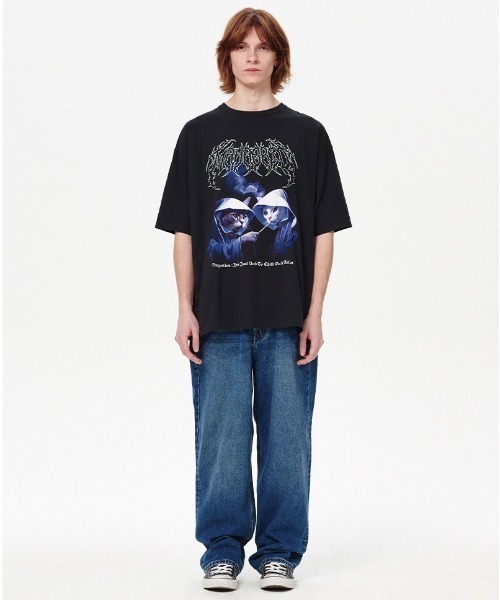 tシャツ 「mahagrid/マハグリッド」 SMOKING CAT TEE/スモーキング猫 Tシャツ レディース メンズ mahagrid/マハグリッド』 SMOKING CAT TEE/スモーキング猫 T