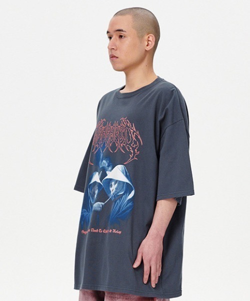 MAHAGRID（マハグリッド）の「『mahagrid/マハグリッド』 SMOKING CAT TEE/スモーキング猫 Tシャツ（Tシャツ/カットソー・レディース・ブラック/ネイビー・M/L/S）」の7枚目の写真