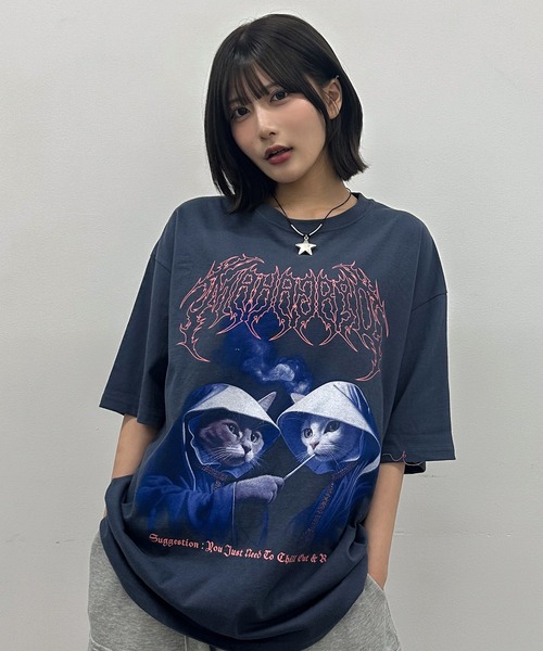 [ MAHAGRID]★24SS★韓国人気★SMOKING TOUR TEE mahagrid/マハグリッド』 SMOKING CAT TEE/スモーキング猫 T