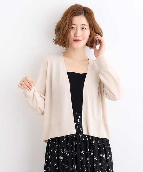 grove(グローブ)の「◆【洗える/接触冷感/UVカット】ベーシックショートカーディガン(カーディガン/ボレロ・レディース・ライトグレー/ナチュラル/オフホワイト/ブラック・03/02/01/04/05)」の4枚目の写真