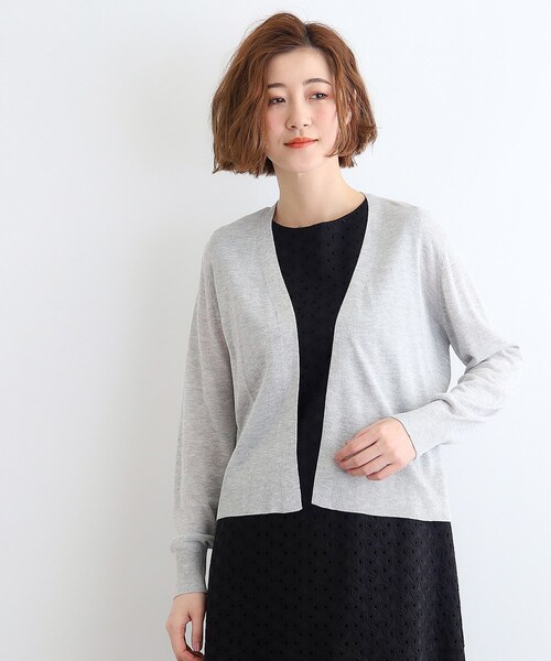 grove(グローブ)の「◆【洗える/接触冷感/UVカット】ベーシックショートカーディガン(カーディガン/ボレロ・レディース・ライトグレー/ナチュラル/オフホワイト/ブラック・03/02/01/04/05)」の1枚目の写真