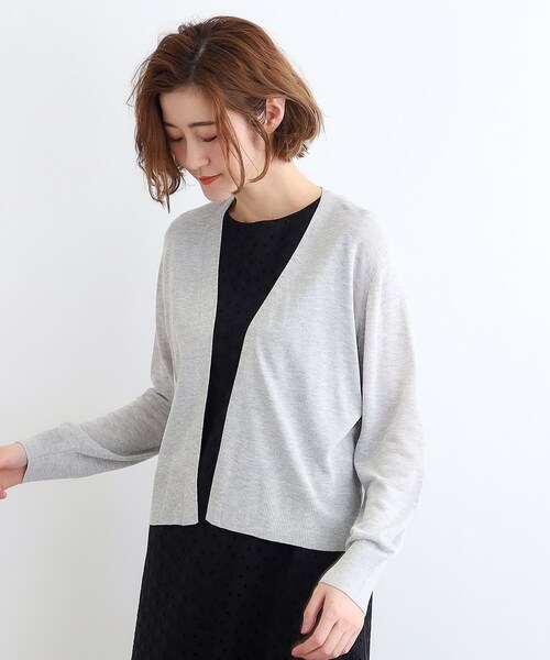 grove(グローブ)の「◆【洗える/接触冷感/UVカット】ベーシックショートカーディガン(カーディガン/ボレロ・レディース・ライトグレー/ナチュラル/オフホワイト/ブラック・03/02/01/04/05)」の5枚目の写真