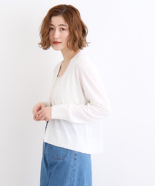 grove(グローブ)の「◆【洗える/接触冷感/UVカット】ベーシックショートカーディガン(カーディガン/ボレロ・レディース・ライトグレー/ナチュラル/オフホワイト/ブラック・03/02/01/04/05)」の17枚目の写真