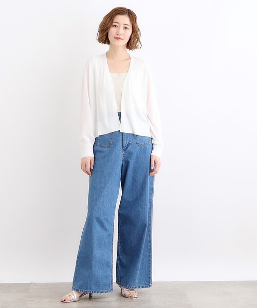 grove(グローブ)の「◆【洗える/接触冷感/UVカット】ベーシックショートカーディガン(カーディガン/ボレロ・レディース・ライトグレー/ナチュラル/オフホワイト/ブラック・03/02/01/04/05)」の18枚目の写真