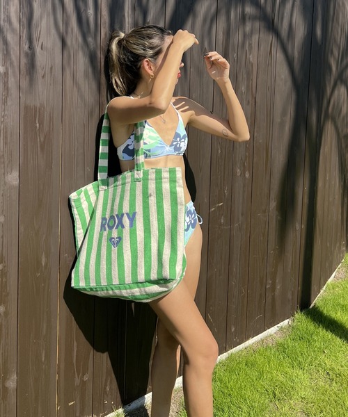 ROXY（ロキシー）の「FAIRY BEACH/ロキシーストライプコットントートバッグ（トートバッグ・レディース・ピンク/グリーン・FREE）」の12枚目の写真