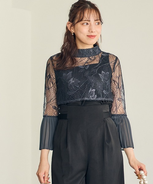 組み合わせ自由】【結婚式】プチハイネック袖先プリーツボレロ