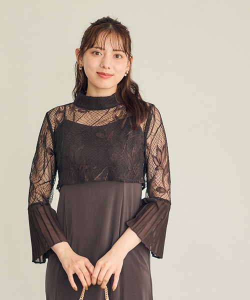 組み合わせ自由】【結婚式】プチハイネック袖先プリーツボレロ