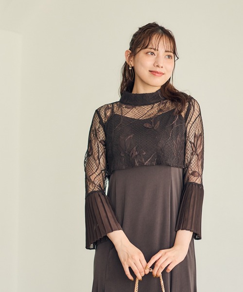 12Twelve Agenda（トゥエルブ　アジェンダ）の「【組み合わせ自由】【結婚式】プチハイネック袖先プリーツボレロ（カーディガン/ボレロ・レディース・カーキ/ブラウン/ネイビー/ミント・M）」の17枚目の写真