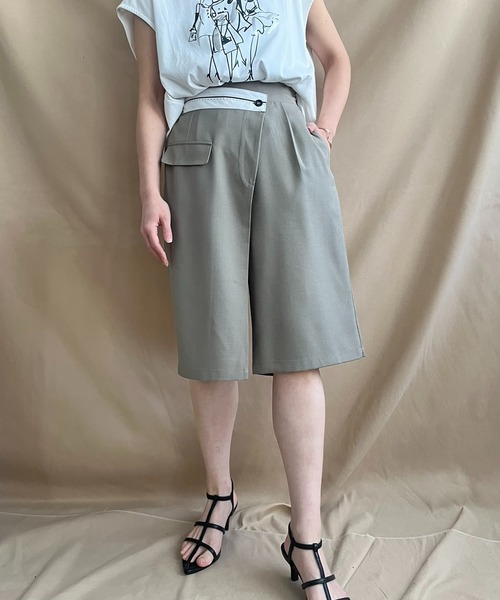 LHELBIE（レルビエ）の「ラップハーフパンツ（その他パンツ・レディース・ブラック/ライトベージュ/グレイッシュベージュ・M）」の10枚目の写真