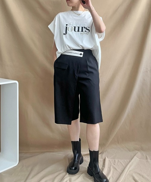 LHELBIE(レルビエ)の「ラップハーフパンツ(その他パンツ・レディース・ブラック/ライトベージュ/グレイッシュベージュ・M)」の4枚目の写真
