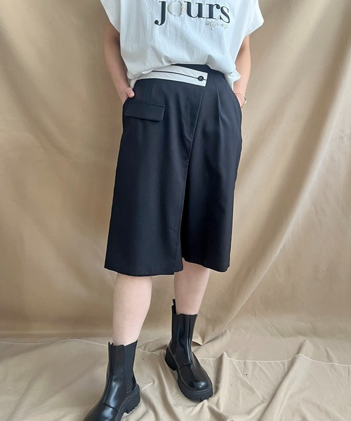 LHELBIE(レルビエ)の「ラップハーフパンツ(その他パンツ・レディース・ブラック/ライトベージュ/グレイッシュベージュ・M)」の6枚目の写真