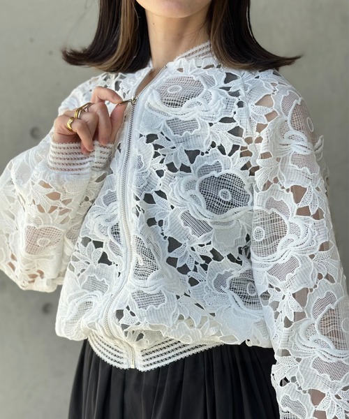 レースZIPパーカー（パーカー）｜deux amour（ドゥーザムール）