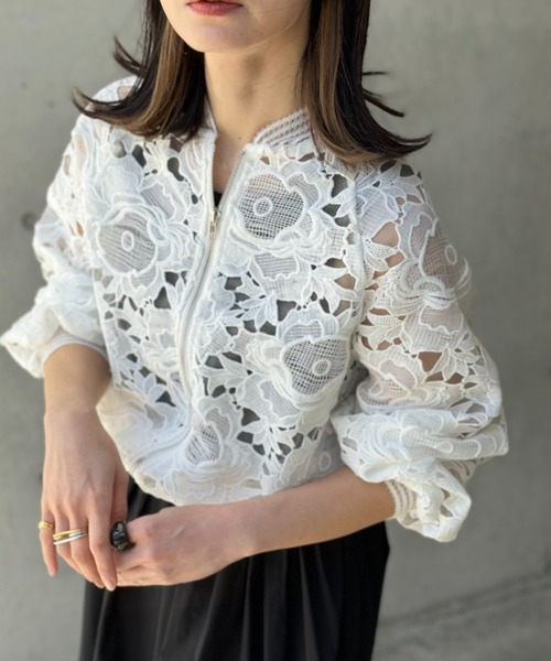 レースZIPパーカー（パーカー）｜deux amour（ドゥーザムール）