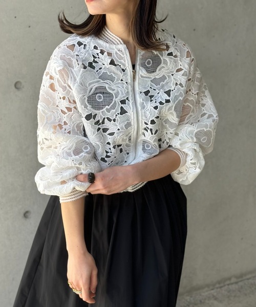 レースZIPパーカー（パーカー）｜deux amour（ドゥーザムール）