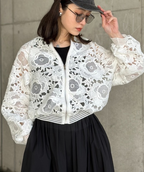 レースZIPパーカー（パーカー）｜deux amour（ドゥーザムール）