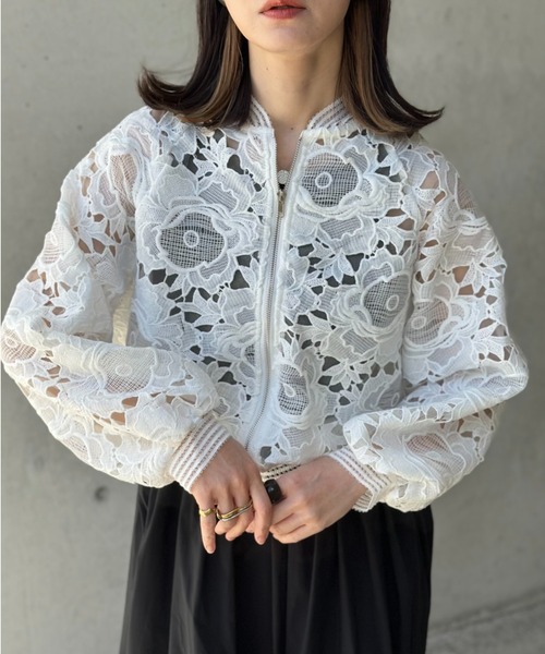 レースZIPパーカー（パーカー）｜deux amour（ドゥーザムール）