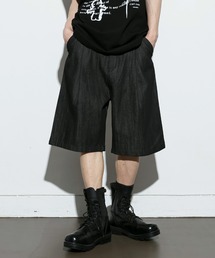 FOLLOWIN | [2024SS] [UNISEX]ストリートデニムピンタックバミューダワイドパンツ(デニムパンツ)