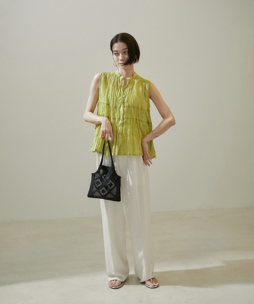 【セール】【WEB限定】コットンシルクシアーノースリーブブラウス（シャツ/ブラウス）｜SALON adam et rope'（サロン アダム エ ロペ）