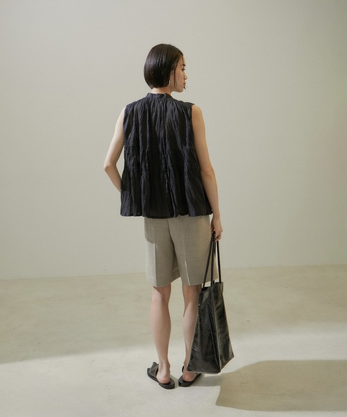 【セール】【WEB限定】コットンシルクシアーノースリーブブラウス（シャツ/ブラウス）｜SALON adam et rope'（サロン アダム エ ロペ）