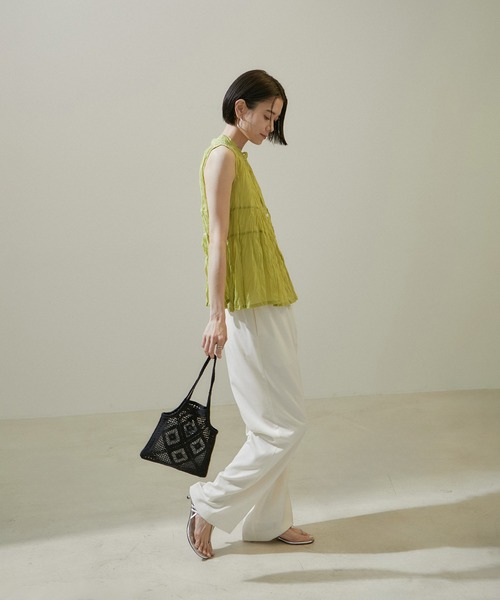 【セール】【WEB限定】コットンシルクシアーノースリーブブラウス（シャツ/ブラウス）｜SALON adam et rope'（サロン アダム エ ロペ）