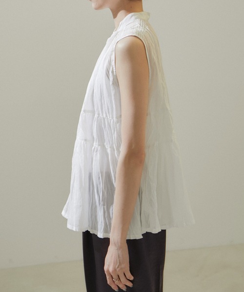 【セール】【WEB限定】コットンシルクシアーノースリーブブラウス（シャツ/ブラウス）｜SALON adam et rope'（サロン アダム エ ロペ）