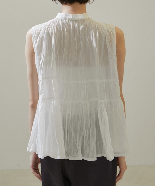 【セール】【WEB限定】コットンシルクシアーノースリーブブラウス（シャツ/ブラウス）｜SALON adam et rope'（サロン アダム エ ロペ）