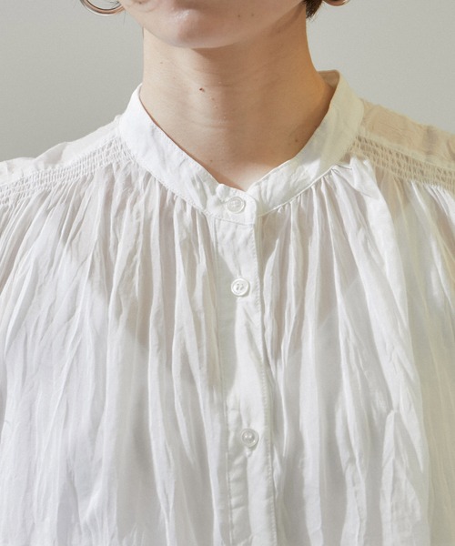 【セール】【WEB限定】コットンシルクシアーノースリーブブラウス（シャツ/ブラウス）｜SALON adam et rope'（サロン アダム エ ロペ）