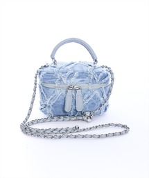 フリンジデニムバニティバッグ