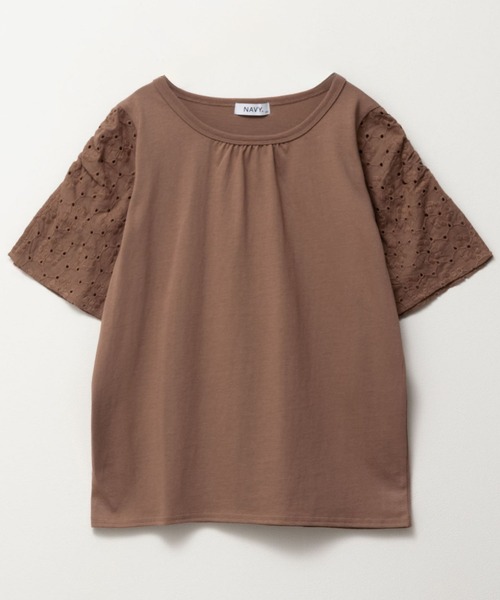 NAVY(ネイビー)の「NAVY 冷感 袖レースプルオーバー(Tシャツ/カットソー・キッズ・ピンク/ブラウン/カーキ・150/140/130/120/160)」の2枚目の写真