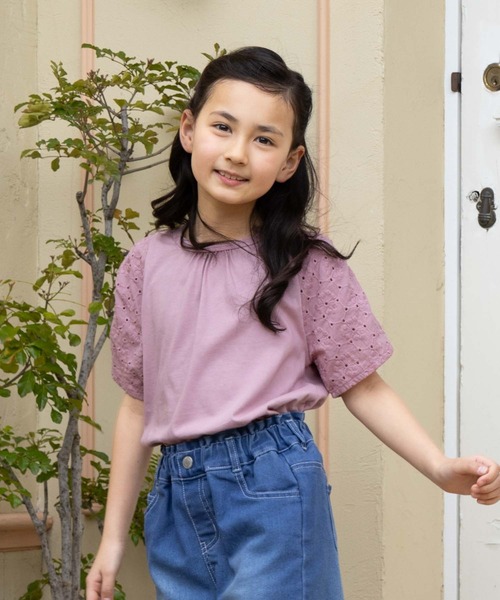 NAVY(ネイビー)の「NAVY 冷感 袖レースプルオーバー(Tシャツ/カットソー・キッズ・ピンク/ブラウン/カーキ・150/140/130/120/160)」の9枚目の写真