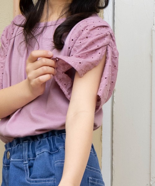 NAVY(ネイビー)の「NAVY 冷感 袖レースプルオーバー(Tシャツ/カットソー・キッズ・ピンク/ブラウン/カーキ・150/140/130/120/160)」の10枚目の写真