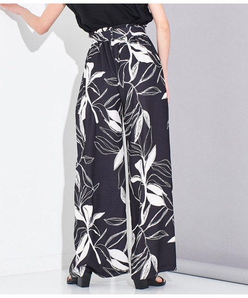 Settimissimo（セッティミッシモ）の「ITALY ボタニカル プリント リボンベルト付 フレアパンツ（その他パンツ・レディース・ライトベージュ/ブラック・FREE）」の9枚目の写真