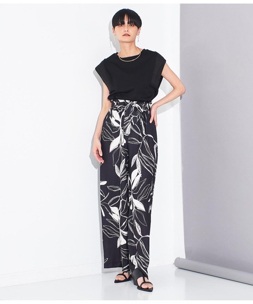 Settimissimo（セッティミッシモ）の「ITALY ボタニカル プリント リボンベルト付 フレアパンツ（その他パンツ・レディース・ライトベージュ/ブラック・FREE）」の13枚目の写真