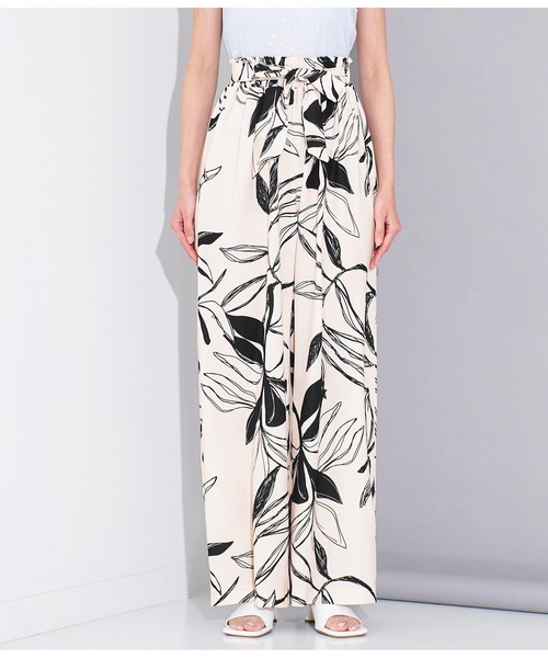 Settimissimo（セッティミッシモ）の「ITALY ボタニカル プリント リボンベルト付 フレアパンツ（その他パンツ・レディース・ライトベージュ/ブラック・FREE）」の15枚目の写真