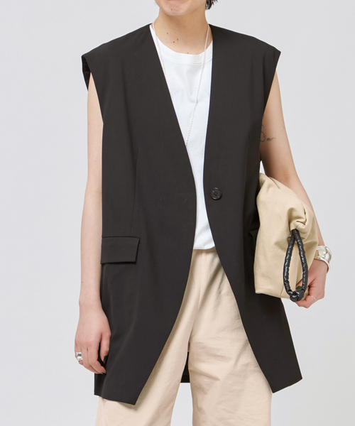 エーピーストゥディオ 24SS ルーズベスト ロング F ブラック AP STUDIO（エーピーストゥディオ）の「ルーズベスト（ベスト）」 - WEAR