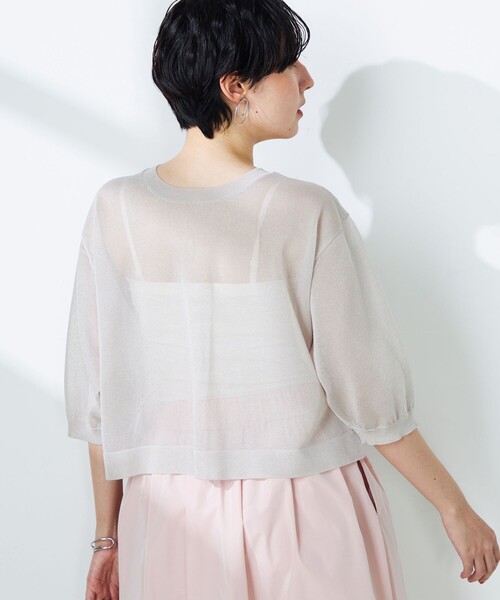 NOLLEY’S（ノーリーズ）の「《手洗い可能》《アンサンブル対応》シアークルーネックカーディガン（カーディガン/ボレロ・レディース・ピンク/ベージュ/ブラック・38）」の8枚目の写真