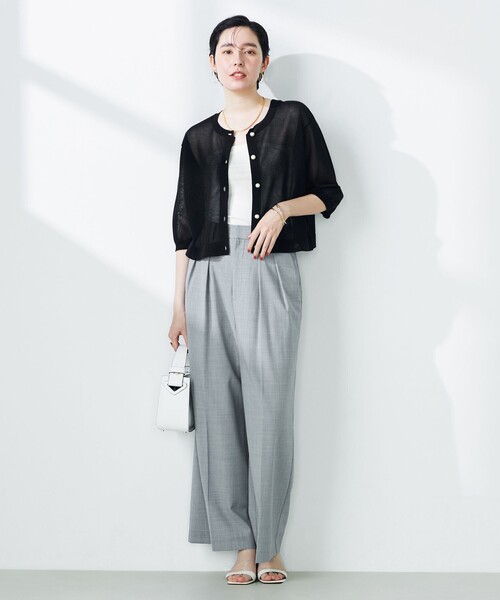 NOLLEY’S（ノーリーズ）の「《手洗い可能》《アンサンブル対応》シアークルーネックカーディガン（カーディガン/ボレロ・レディース・ピンク/ベージュ/ブラック・38）」の18枚目の写真