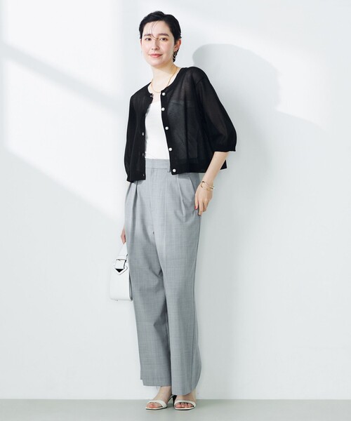 NOLLEY’S（ノーリーズ）の「《手洗い可能》《アンサンブル対応》シアークルーネックカーディガン（カーディガン/ボレロ・レディース・ピンク/ベージュ/ブラック・38）」の19枚目の写真