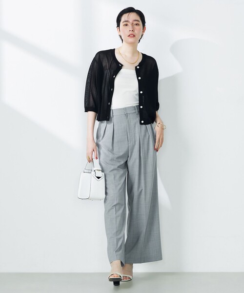 NOLLEY’S（ノーリーズ）の「《手洗い可能》《アンサンブル対応》シアークルーネックカーディガン（カーディガン/ボレロ・レディース・ピンク/ベージュ/ブラック・38）」の20枚目の写真