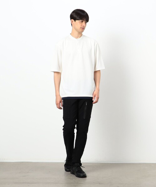 COMME CA ISM（コムサイズム）の「AQUAROBE リサイクル カノコ フェイクレイヤード バンドカラーポロシャツ（ポロシャツ・メンズ・ホワイト/ネイビー・MEDIUM/LARGE）」の3枚目の写真