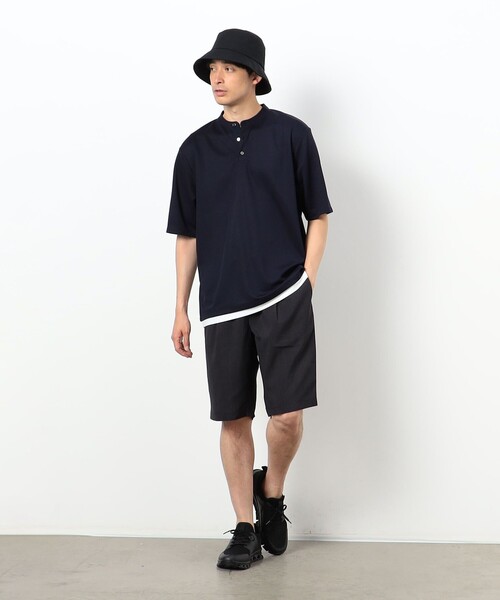 COMME CA ISM（コムサイズム）の「AQUAROBE リサイクル カノコ フェイクレイヤード バンドカラーポロシャツ（ポロシャツ・メンズ・ホワイト/ネイビー・MEDIUM/LARGE）」の5枚目の写真