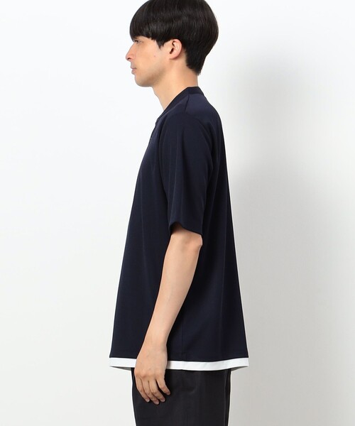 COMME CA ISM（コムサイズム）の「AQUAROBE リサイクル カノコ フェイクレイヤード バンドカラーポロシャツ（ポロシャツ・メンズ・ホワイト/ネイビー・MEDIUM/LARGE）」の8枚目の写真