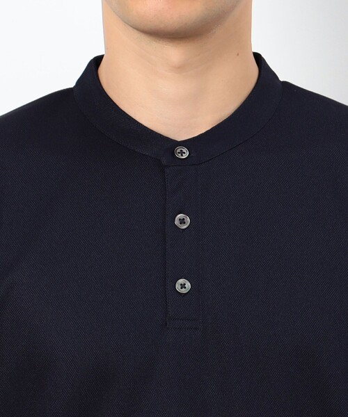 COMME CA ISM（コムサイズム）の「AQUAROBE リサイクル カノコ フェイクレイヤード バンドカラーポロシャツ（ポロシャツ・メンズ・ホワイト/ネイビー・MEDIUM/LARGE）」の10枚目の写真