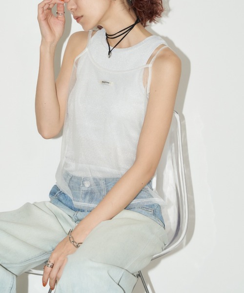 Auntie Rosa Holiday（アンティローザホリデー）の「シアーキャミソール（キャミソール・レディース・ブラック/オフホワイト・FREE）」の15枚目の写真